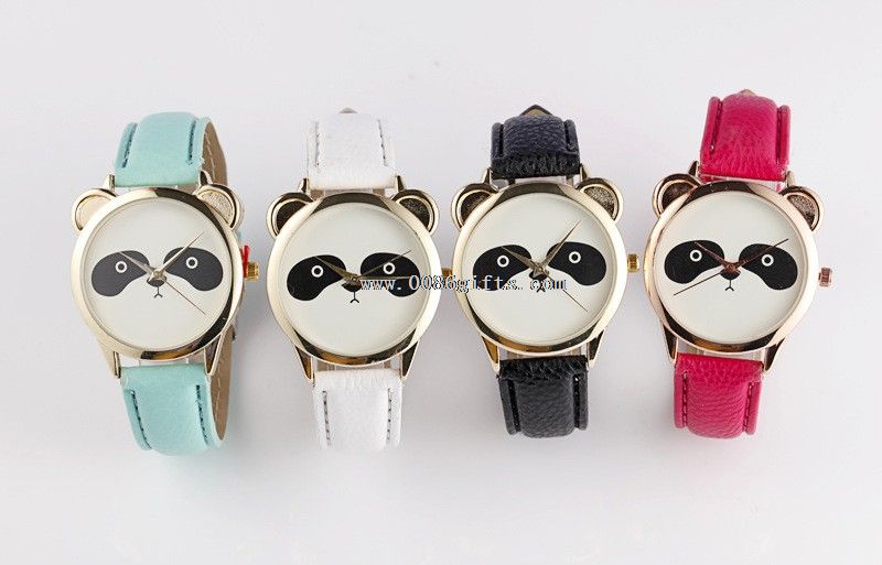 Gesicht Leder Armbanduhr zu tragen