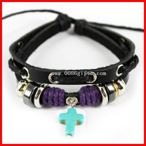 Blue Resin Cross Charm Bracelet