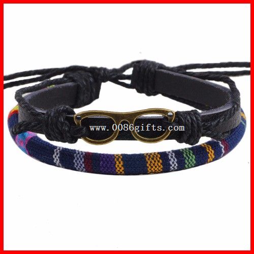 Tela tessuto rivestito in pelle corda bracciale