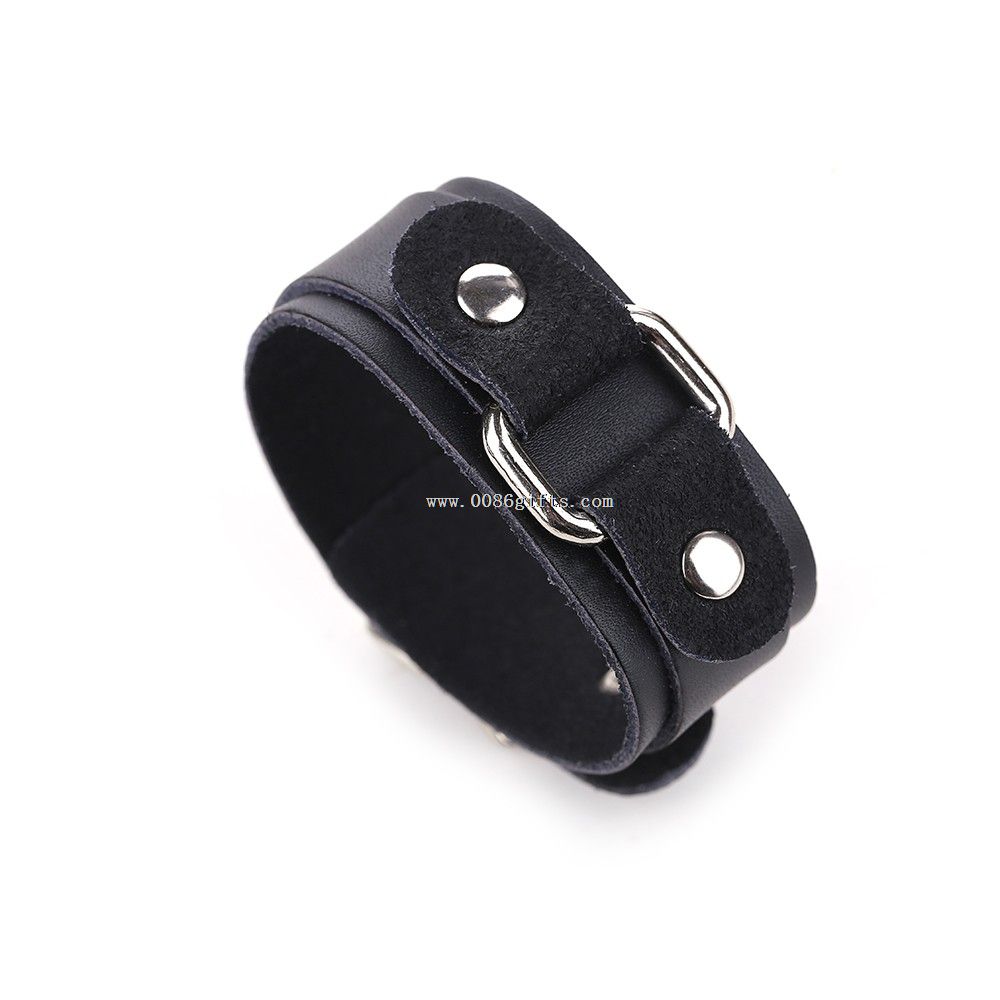 Bracelet en cuir noir classique