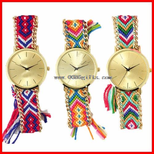 Bavlněné lano pletené náramek hodinky