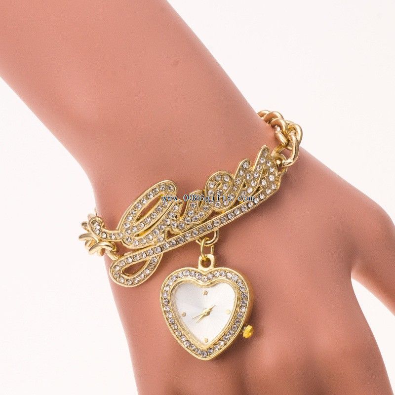 Diamond wrist love heart watch