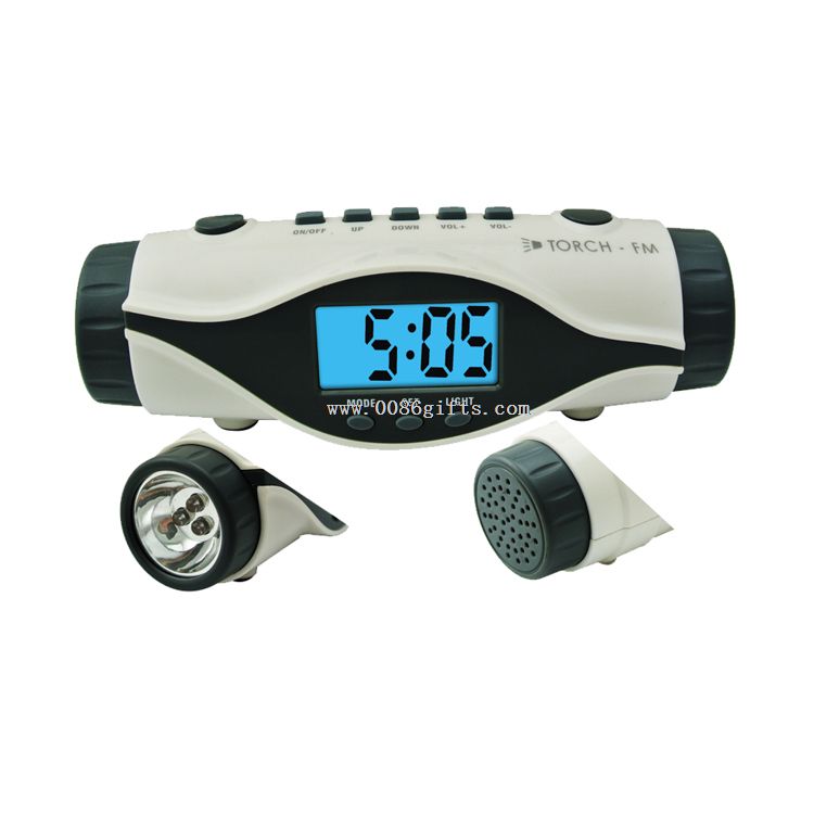 Digital LCD FM Raido Clock with Torch