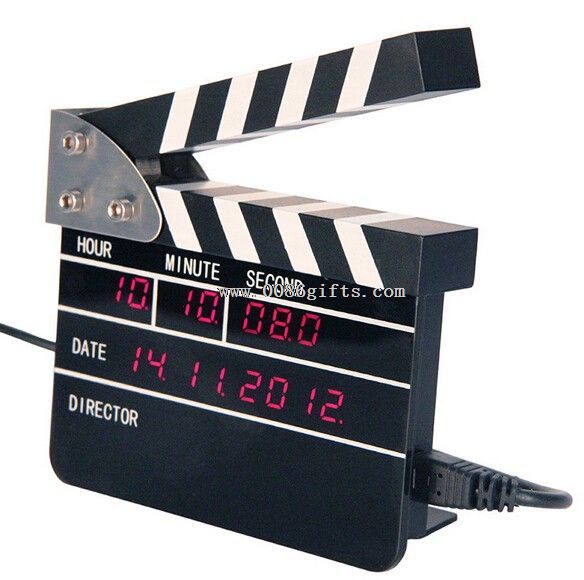 Electronic movie director clapper board clock with calenda