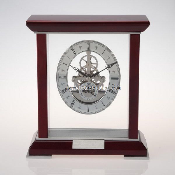 Finish solid wood skeleton table Clock