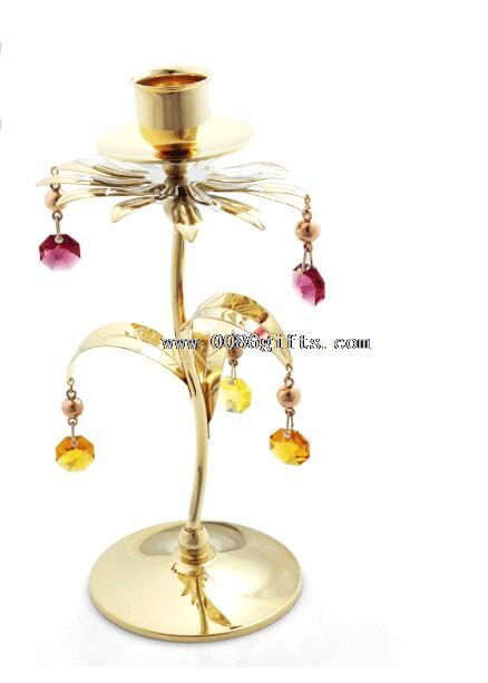 Gold Plated Crystals Candlestick