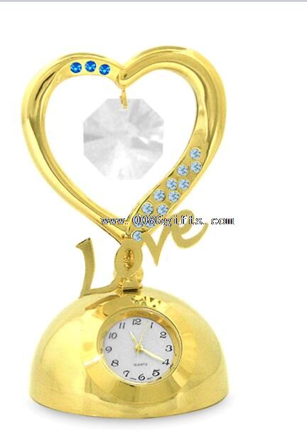 Relógio de mesa de Metal de cristais chapeados ouro