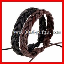 Leather and Wax Cord Braided Bracelet