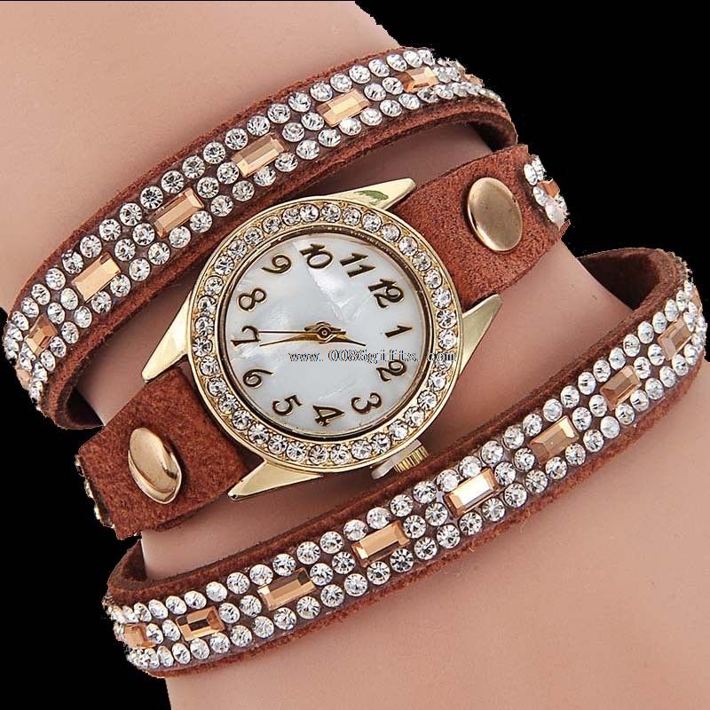 gelang kulit jam tangan wanita kristal