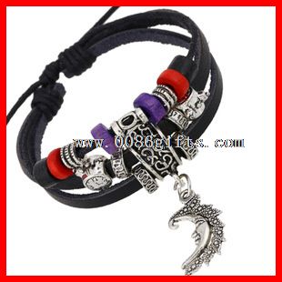 Pulseira de couro com Metal charme da liga