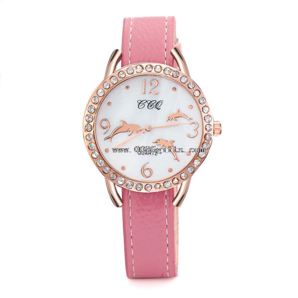 En cuir Quartz montres Dauphin