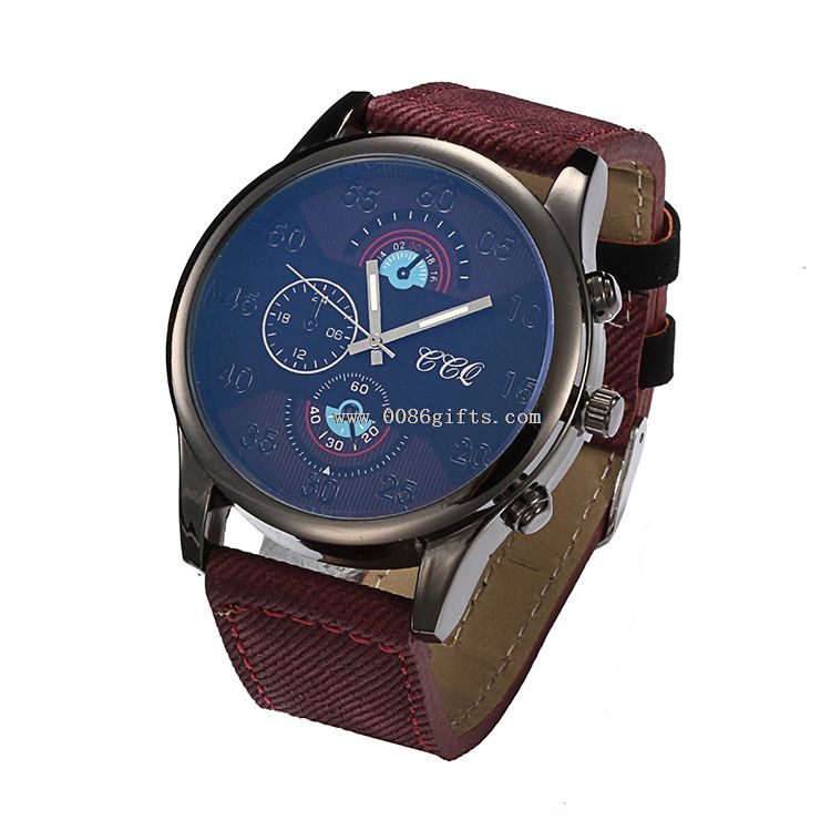 Leather strap Men quartz Wrist watch