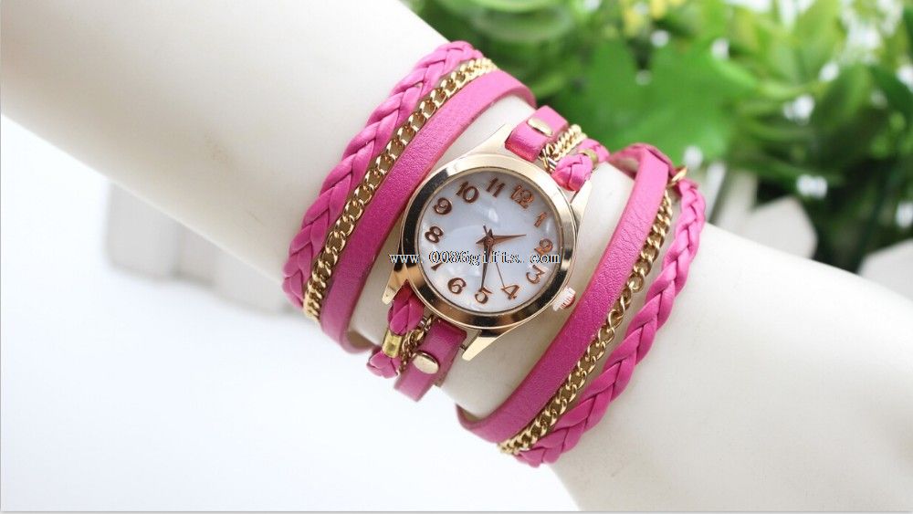 Leather women bracelet watch