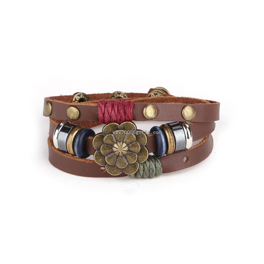 Leather Wrap Bracelet With Anti Copper