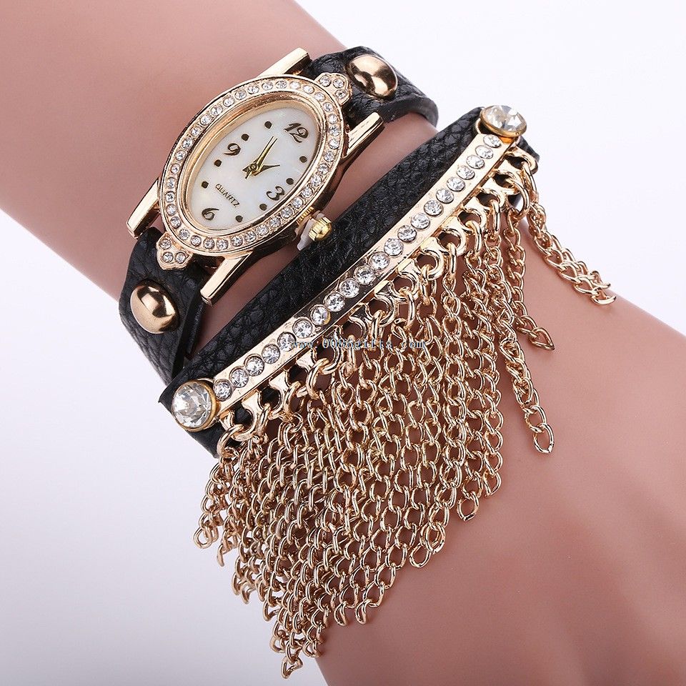 Luksusowe skórzane łańcucha zegarek kwarcowy