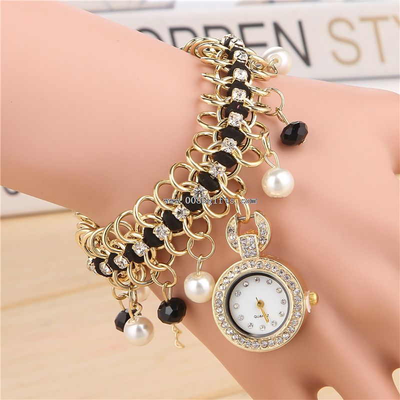 Metal alloy diamond bracelet watch