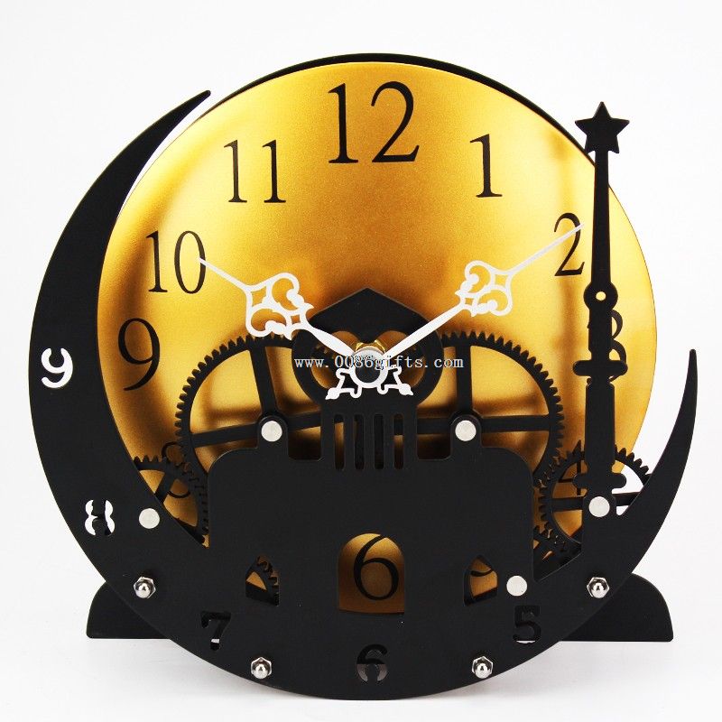 Moon tower gear table clock