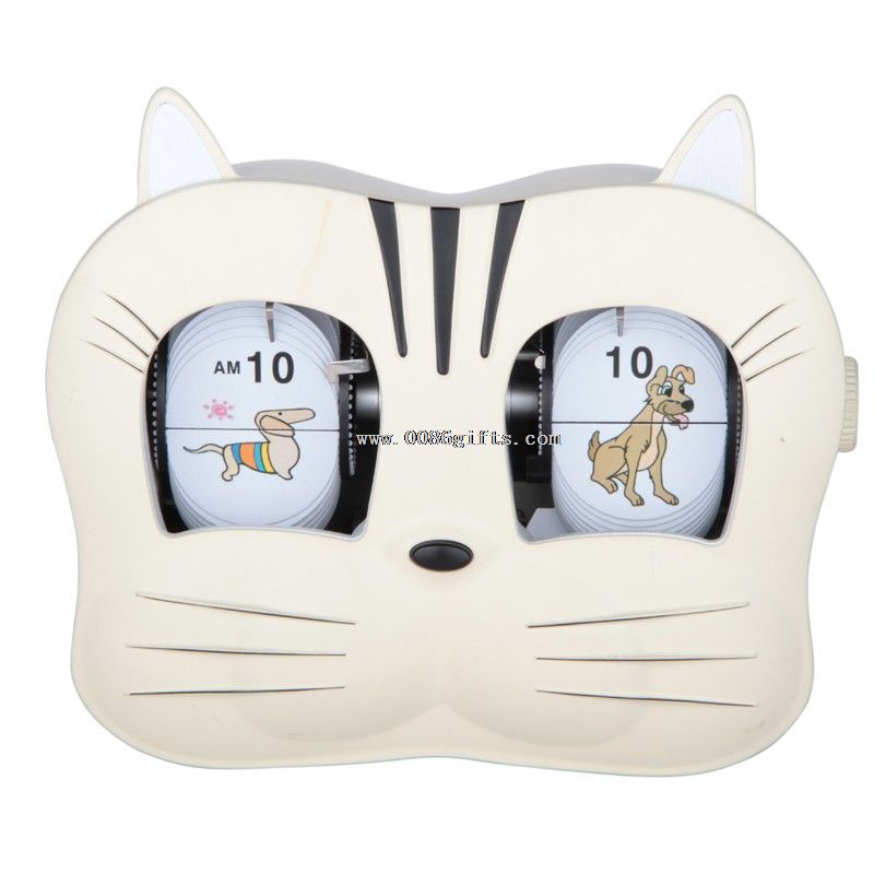 Plastic cat flip clock
