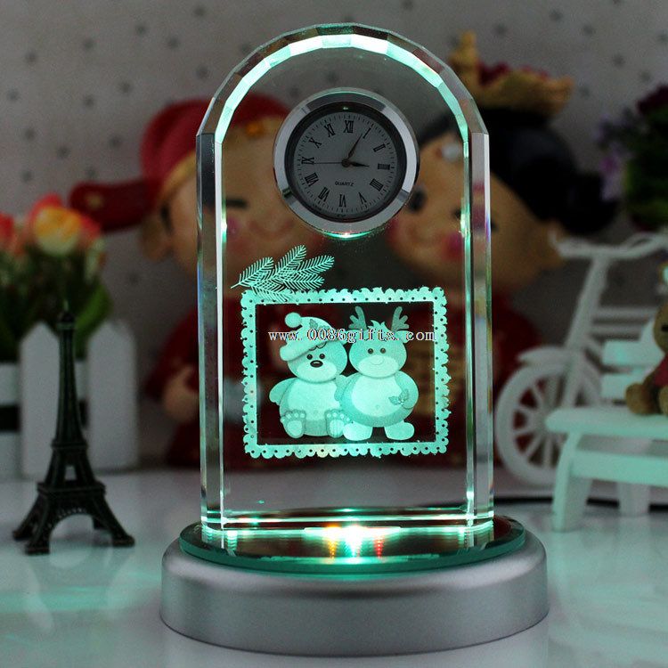 Promotional muti-function crystal desktop clock