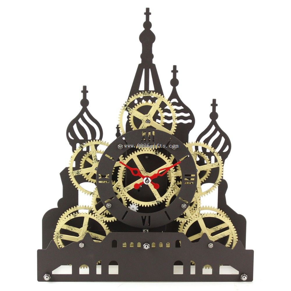 Red Square Gear Table clock