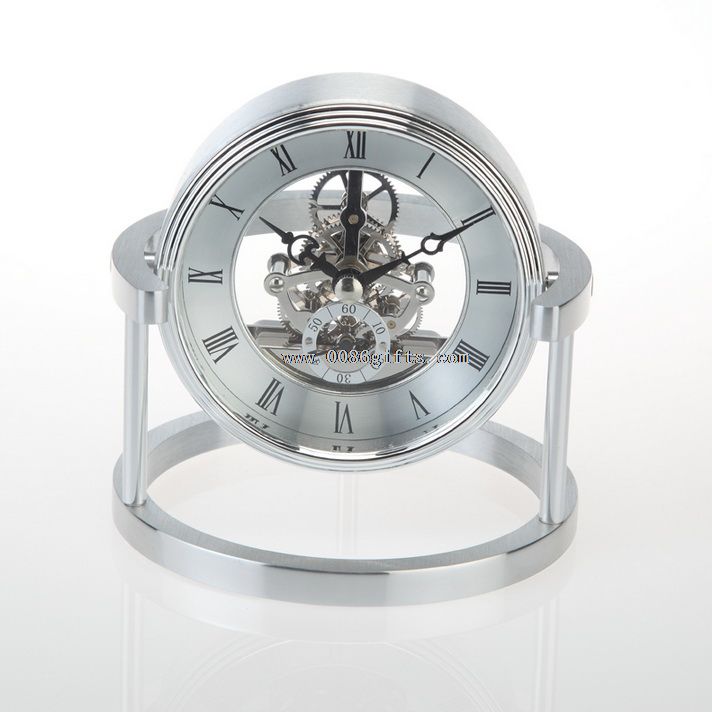 Relógio de mesa esqueleto metálico de rolamento