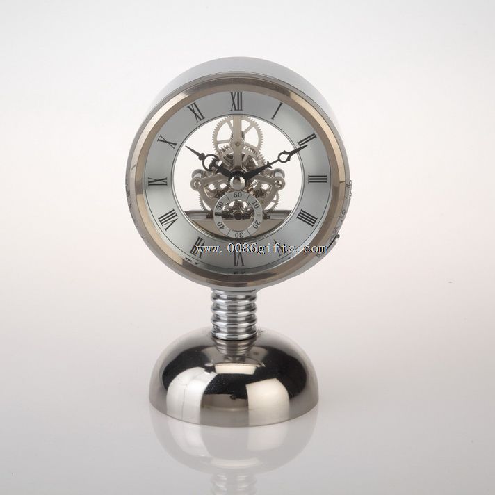 Toczenia metalowy szkielet stołowy zegar