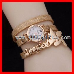Romantische Engel Charm Armband drei Packungen Leder Band Uhr