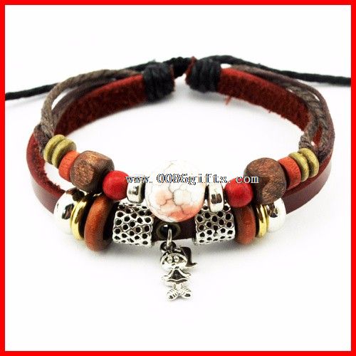 Small Girls Charm Leather Bracelet