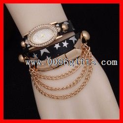 Stern Druck Leder Armbanduhr