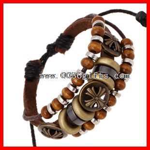 Three Layers Mens Leather Bracelet