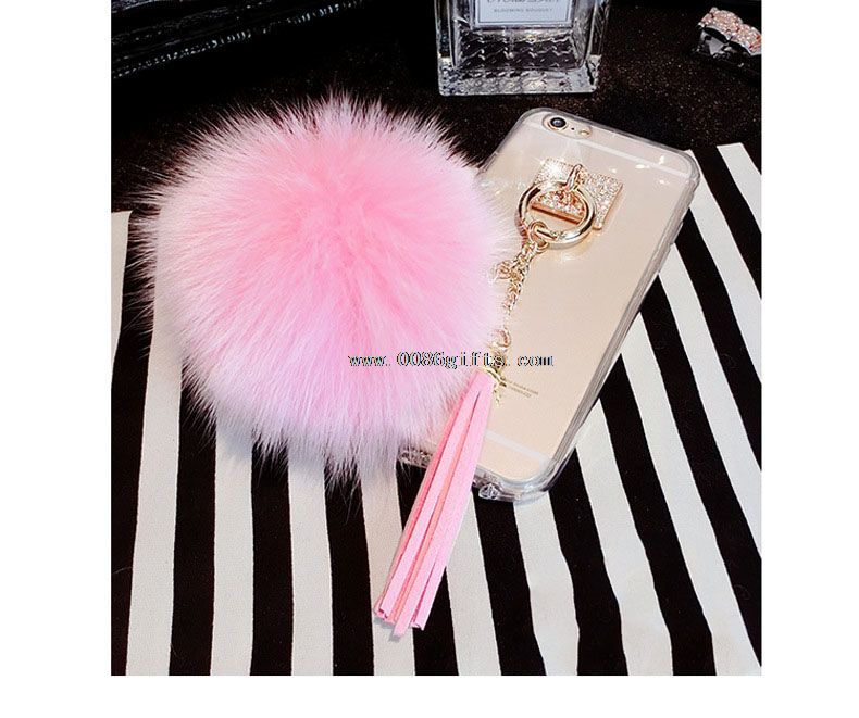 Transparent Tassel fox fur Mobile Phone Case