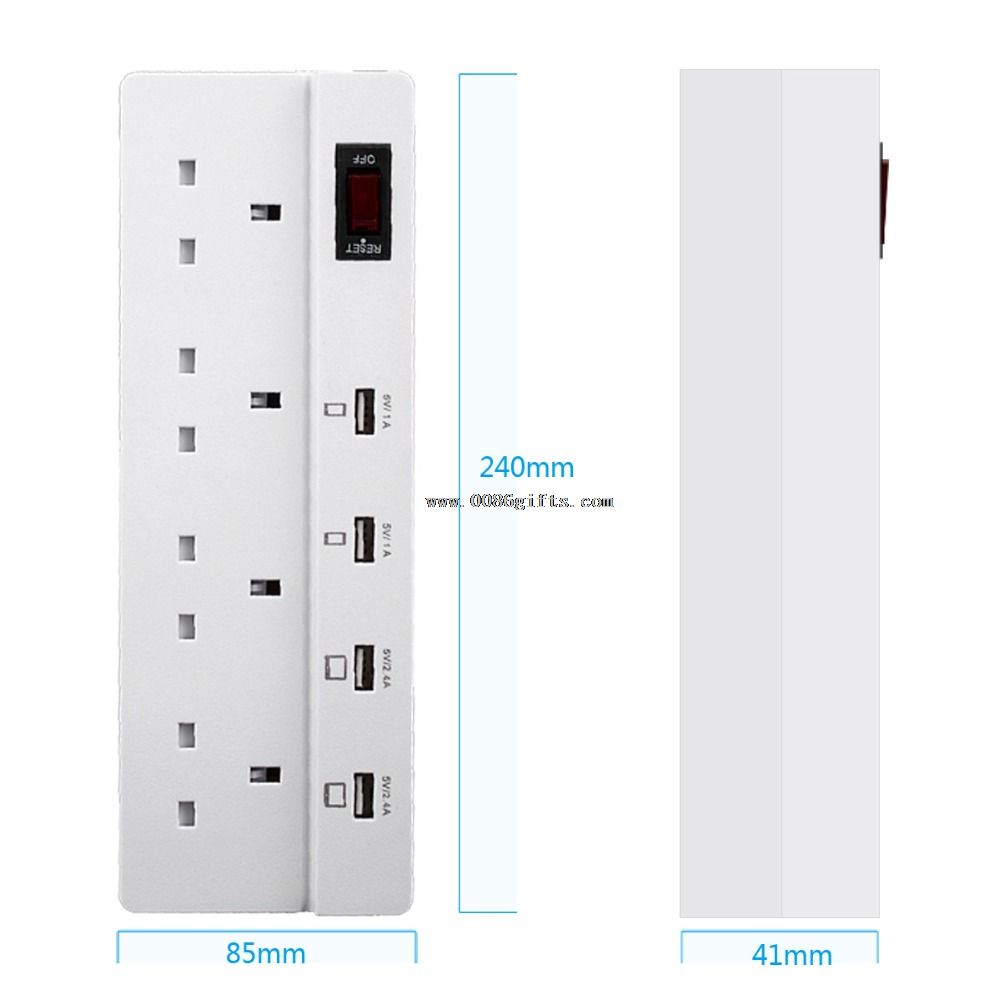 Universal 4 gang uk socket surge protector with usb