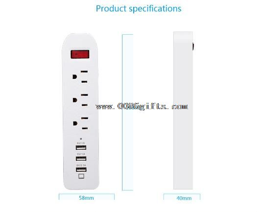 الولايات المتحدة سلطة تمديد مأخذ التوصيل مع USB