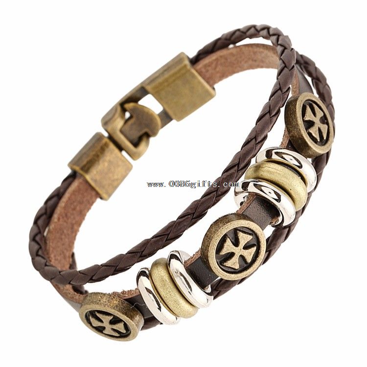 Vintage Cross Leather Bracelet