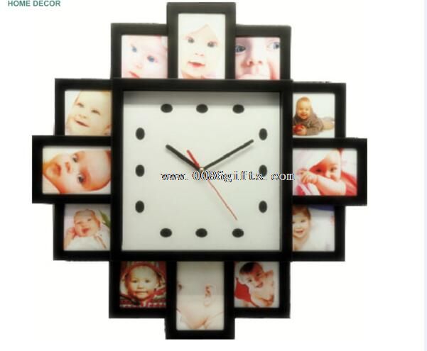 Wall clock with 12 photo frame