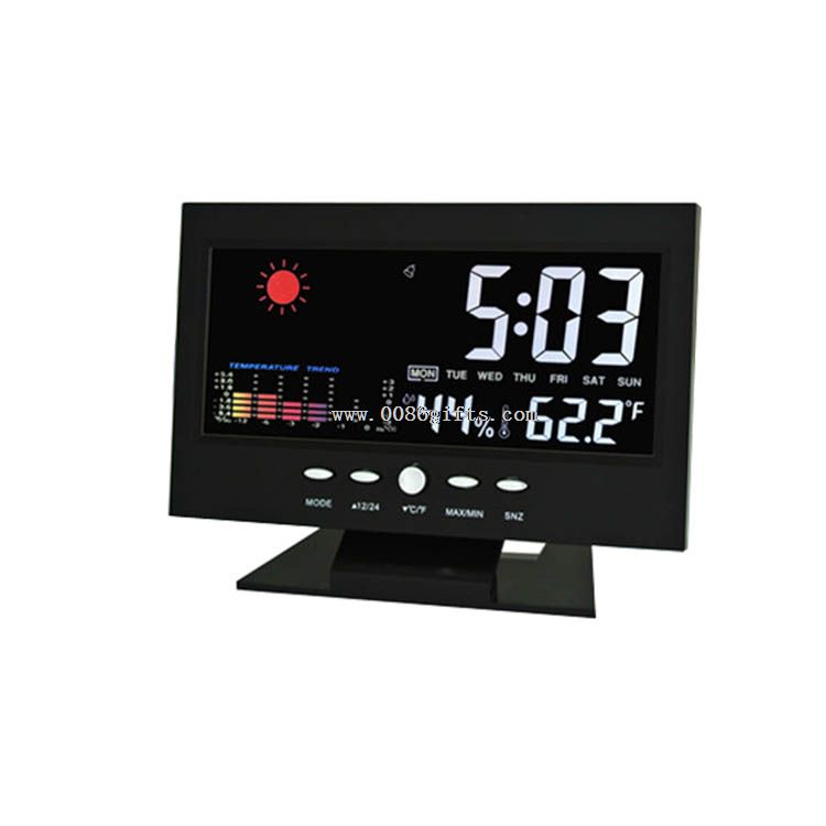 Weather Station Sound Controlled Table Clock with Color LCD