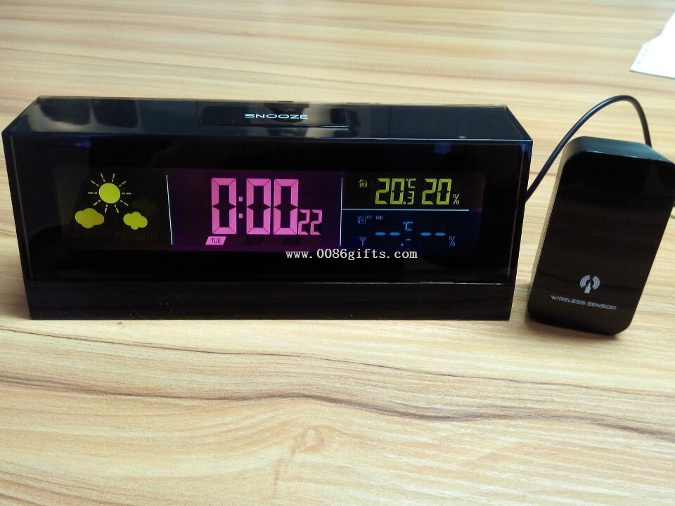 Wireless weather station clock