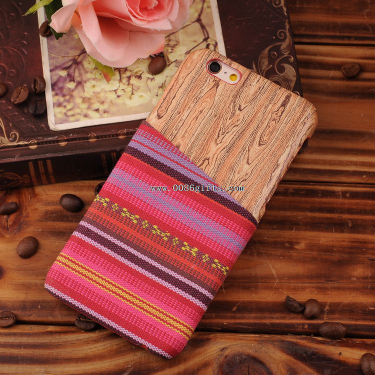 Wood case for iphone with cloth wallet