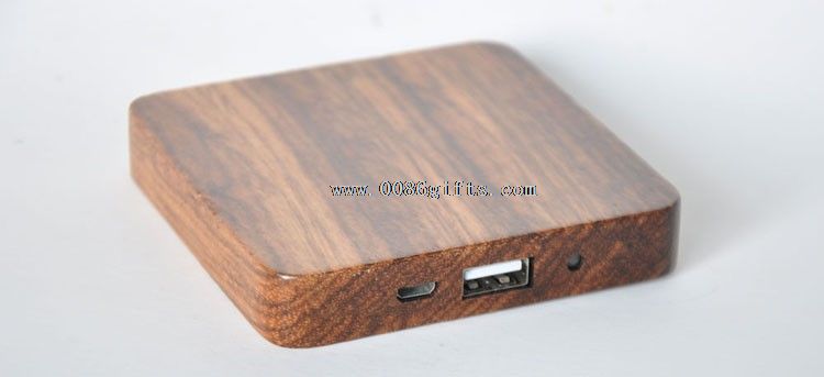Wood cute power bank with 4 LED