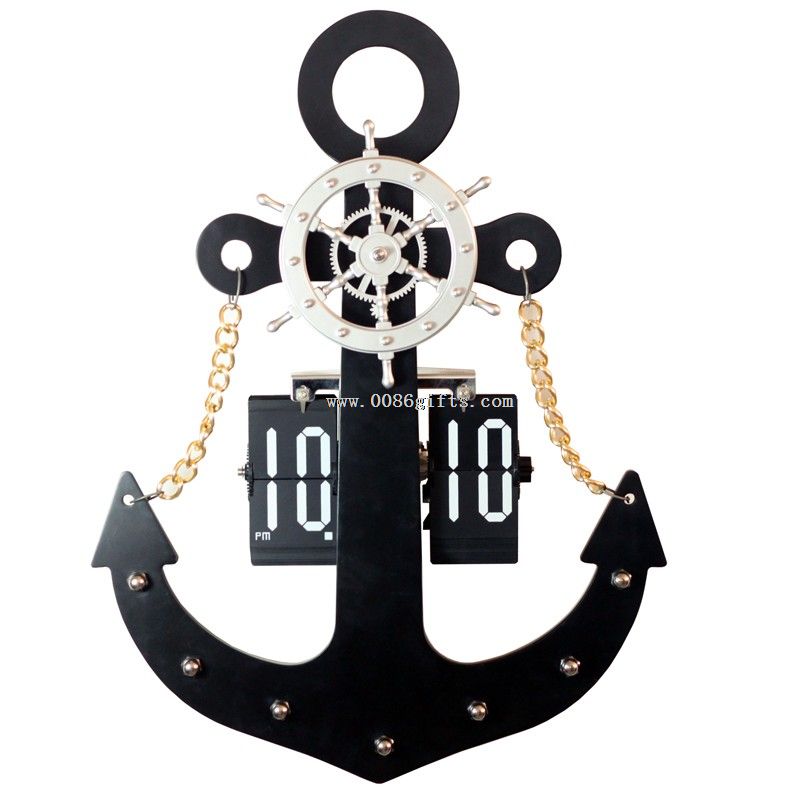 Wooden anchor flip clock