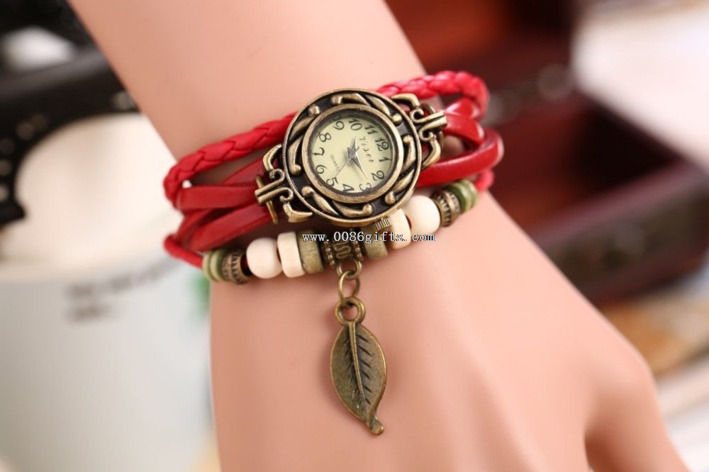 Koraliki drewniane Vintage zegarek