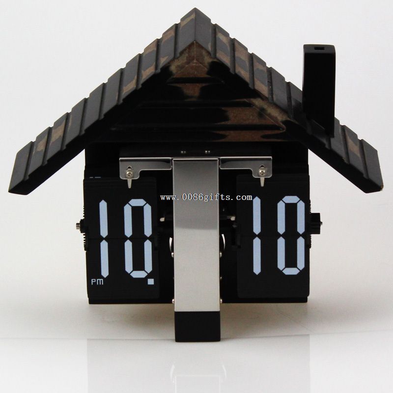 Wooden house shape wall clock