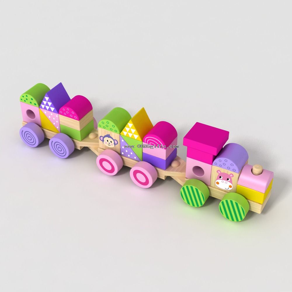 Wooden learning stacking train