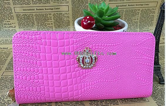 crown double zipper woman wallet