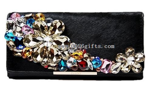 diamond-set Cowhide and horsehair purse