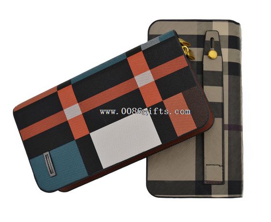 monedero de cuero de doble cremallera super capacidad
