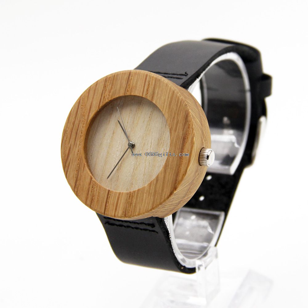 Montres-bracelets en bois de bambou en cuir