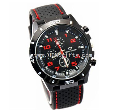 Silicone stainless steel back watch