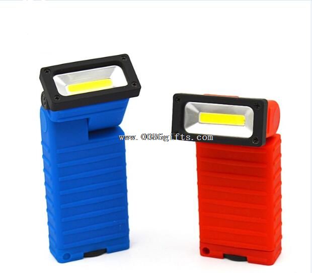 3W COB magnetic new plastic clip head turn around work torch light