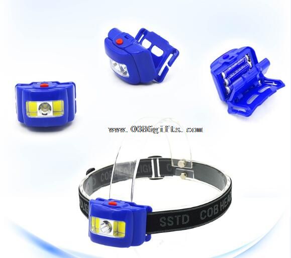 3W 1LED +2COB 80LM 100M ABS hight brighness head lamp